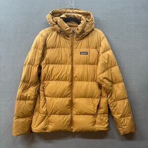 Patagonia Mens Silent Down Jacket 27930 Nest Brown Small Hidden Hood Full Zip